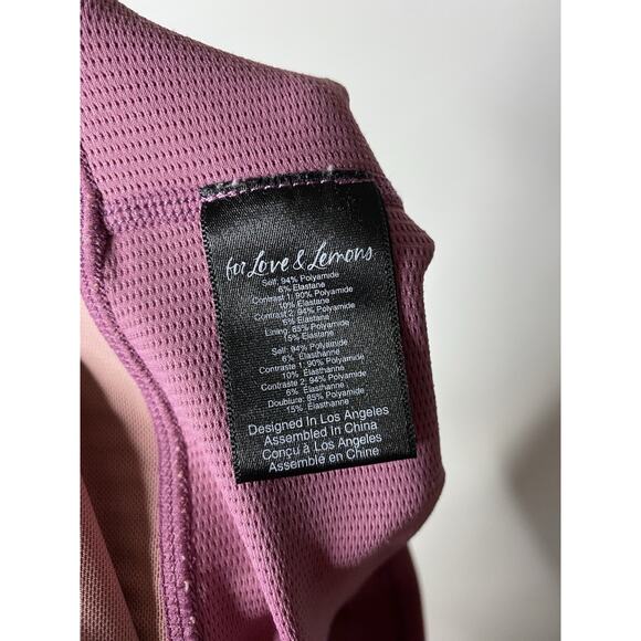 For Love & Lemons Dani Bike Shorts Women's Large Pink Colorblock Ribbed Stretch - Picture 4 of 5